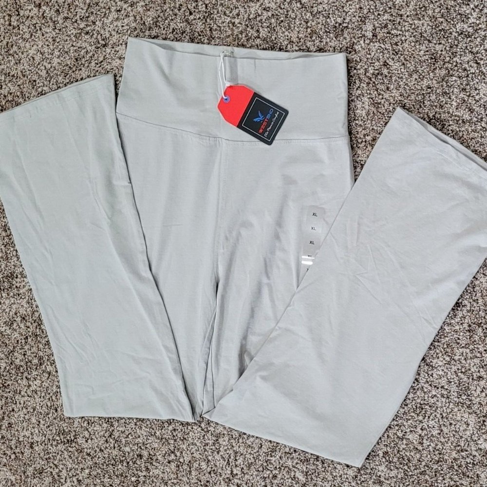 Women's WESTEND Size XL Gray Stretchy Flare Leg Cotton Blend Yoga Pants USA Made